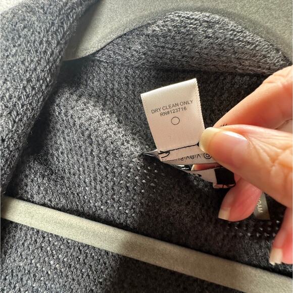 9/15 Saks 5th Ave Dark Gray Waterfall Front Cardigan with Sequins Large - Picture 9 of 16